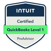 Intuit Certified QuickBooks Level 1 ProAdvisor badge